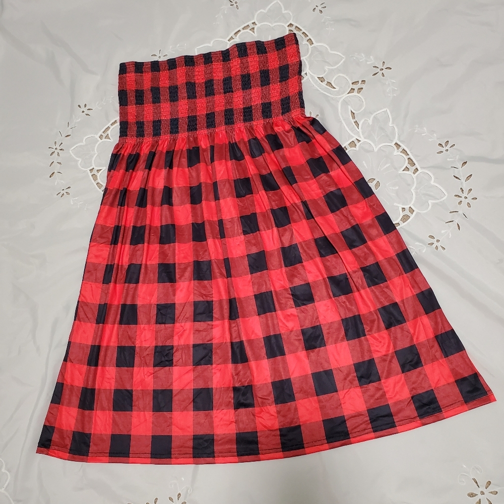 SHEIN Red and Black Plaid Dress